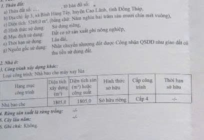 CHÍNH CHỦ CHUYỂN NHƯỢNG LÔ ĐẤT PHI NÔNG NGHIỆP DT 5.269m2