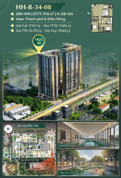 🏡 Căn 2PN+1MR Diện Tích Lớn 107.2m² Hệ Tiện Ích Chuẩn Resort 5★